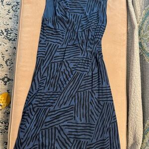 LOFT Blue and Black Geometric Dress